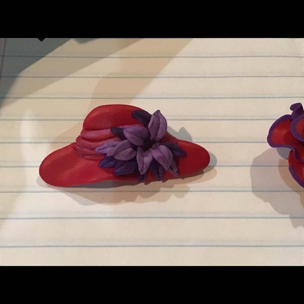 New red purple hat pin